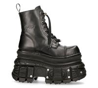 New Rock Bottes MILI083CCT-C4 Unisexe Noir Métallique Plateforme Cuir Militaire