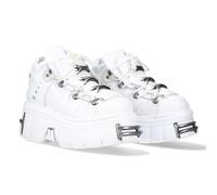 New Rock Bottes Semelle Tower Unisexe Lacets Blanc Cuir White Boots Leather Shoelaces M.106-C150 (40)