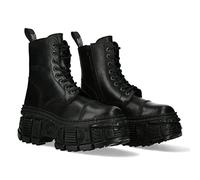 NEW ROCK Bottes Unisexe Semelle TANK avec fermeture éclair Couleur Noir cuir/Unisexe Black Boots Leather Zip M.WALL083C-S5