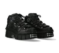 New Rock Bottes unisexes à semelle avec lacets Noir Cuir/Unisexe Black Boots Leather Shoelaces M.WALL106-S24, Noir , 41 EU