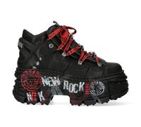 New Rock Bottes WALL106-C9 Unisexe Noir Métallique Plateforme Cuir Gothique