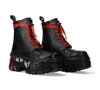 New Rock Bottes WALL126CCT-C1 Unisexe Noir Métallique Plateforme Cuir Gothique