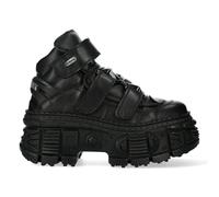 New Rock Bottes WALL285-S2 Unisexe Noir Métallique Plateforme Cuir Gothique