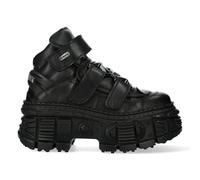 New Rock Bottes WALL285-S2 Unisexe Noir Métallique Plateforme Cuir Gothique