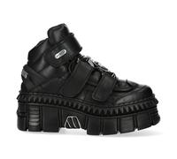 New Rock Bottes WALL285-S3 Unisexe Noir Métallique Plateforme Cuir Gothique
