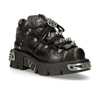 New Rock Bottines à pointes en Cuir Noir 110-S1 12