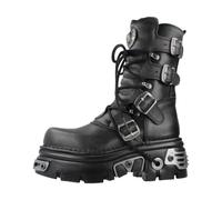 New Rock - Bottines Élégantes à Lacets - Femme - Chaussures - Noir - Taille: 38 EU