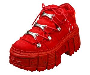 New Rock Bottines Gothiques en Cuir Rouge Métallisé M-106WALL-C13