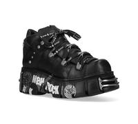 New Rock Bottines plates unisexes en cuir gothique Punk Rock 106N-C85, Noir , 42 EU