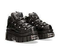NEW ROCK Chaussures 106 Hommes Noir avec plateforme et décorations Metallic Urban Black Shoes M.106-S112, Noir , 42 EU