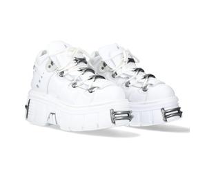 New Rock Chaussures avec semelle Tower Unisexe Lacets Blanc Cuir White Boots Leather Shoelaces M.106-C150, blanc, 37 EU