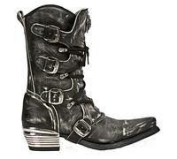 New Rock Hommes M.7993-S3 Gris Dallas Western Cowboy Bottes Mode en Cuir 40