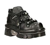 New Rock M-215-S6 Bottines à Plateforme Goth Punk Noires Métalliques Unisexes 7