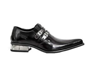 New Rock M-2246-S14 NEWMAN CHAUSSURES Boucle en Cuir Noir Talon en Acier 43