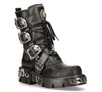 New Rock M.391-S1 Unisexe Noir Métallique Reactor Crâne Diable Goth Punk Cuir Mollet Bottes 4