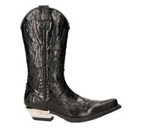 New Rock M-7921-S1 Black Flame Bottes Cuir Noir Lourd Motard Ouest Cow-Boy