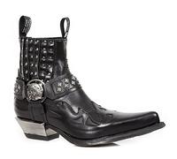 New Rock M.7950-S1 Bottines Noires Western Goth Strap Skull Stud Metal