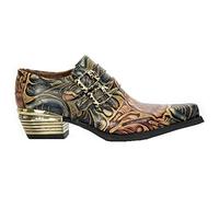New Rock M-7960-S14 EN RELIEF VINTAGE SHOES Boucle en Cuir Noir Talon en Acier43