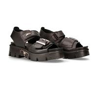 New Rock M.BIOS108-C3 Sandales unisexes en cuir noir style Metallic avec boucle latérale, semelle PU Ultra antidérapante, talon 8 cm, design urbain punk artisana 43