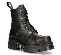 New Rock M-NEWMILI083-S19 Bottes de Combat Métalliques Unisexes en Cuir Noir Motard Militaire Goth Punk Chaussures9