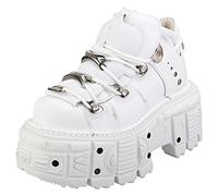 Bottines New Rock Unisexe M-TANK106-C1 en Cuir - Blanc - 41 EU
