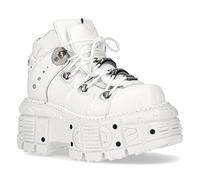 New Rock M-TANK106-C1 Unisexe Blanc 100% Cuir Goth Plateforme Punk Mode Bottines Chaussure 9