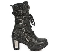 New Rock NEOTR005-S25 Vintage Floral Noir Gothique Rock Punk Femmes Bottes Cuir