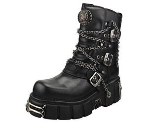 New Rock Shoes - Chained Black Leather Low-Cut Boots UK 7.5 / Black