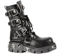 New Rock Shoes - Classic Reactor Boots with Skull Buckles UK 7