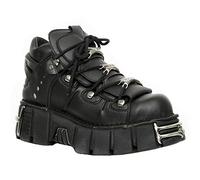 New Rock Tower Bottines M-106-VS1 Unisexe Métallique Noir Vegan Cuir Gothique Punk Rock 38