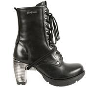 New Rock TR001-S1 Femmes Trail Noir 100% Cuir Punk Gothique Dentelle Bottes