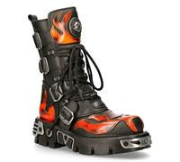 New Rock Unisexe 107-S1 Noir Rouge Métallique Crâne Diable Goth Punk Cuir Mollet Bottes 11