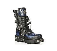 New Rock Unisexe Argent Métallisé Crâne Diable Goth Punk Cuir Mollet Bottes