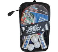 New Sports Table de Tennis avec 2 Raquettes et 3 balles avec Filet Rouge/Noir