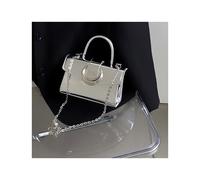 New Square Patent Leather Moon Lock Chain Bag for Women, Handbag Shoulder Crossbody Purse, Solid Color Fashion Commuter Bag