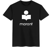 New Summer Marant T-Shirt Men Oversized T Shirt 100% Cotton Harajuku T-Shirt O-Neck Male Causal Tshirts Fashion Brand Loose Teesblack M