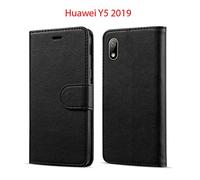 New&Teck Coque Huawei Y5 2019 Housse Etui Portefeuille Cuir Multifonction, Fermeture Magnétique à Clapet Anti-Choc Noir