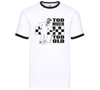 New Tone 2 Rude Ska White Ringer T-shirt pour homme The Specials Retro Tee Top, Too Much Too Old, L