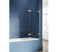 New Trendy Avexa Gold Brushed paroi de baignoire 100 cm deux pièces doré brossé/verre transparent EXK-2011