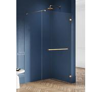 New Trendy Avexa Gold Brushed paroi de douche walk-in 90 cm doré brossé/verre transparent EXK-7036