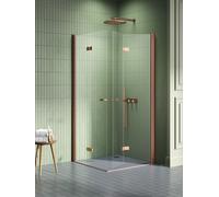 New Trendy New Soleo Copper Brushed cabine de douche 90x80 cm rectangulaire cuivre brossé/verre transparent K-2084