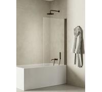 New Trendy New Soleo Gunmetal Brushed paroi de baignoire 90 cm monobloc brossé/verre transparent P-0145