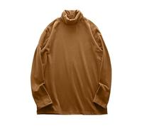 New Turtleneck Base Shirt for Men Winter Thermal Underwear German Velvet Brushed Long Sleeve Top Survêtement Homme, marron, 5XL