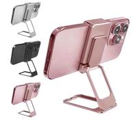 New Upgraded Back Clip Type 360° Folding Bracket, Adjustable Metal Double Ring Square Phone Holder for Various of Smartphones (Rose Gold)