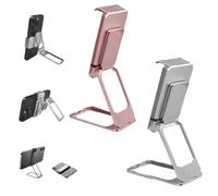 New Upgraded Back Clip Type 360 Folding Bracket, Back Clip Foldable Phone Holder, Adjustable, Metal Multi-Angle for Phone Backs Grip Compatible with All Types Smartphones (Silver + Rose Gold)