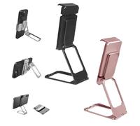 New Upgraded Back Clip Type 360 Folding Bracket, Back Clip Foldable Phone Holder, Adjustable, Metal Multi-Angle for Phone Backs Grip Compatible with All Types Smartphones (Black + Rose Gold)