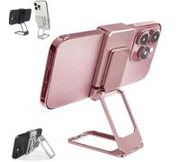 New Upgraded Back Clip Type 360 Folding Bracket, Back Clip Foldable Phone Holder, Metal Double Ring Square Phone Holder, Compatible with All Types Smartphones (Rose Gold)
