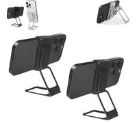 New Upgraded Back Clip Type 360 Folding Bracket, Back Clip Foldable Phone Holder, Metal Double Ring Square Phone Holder, Compatible with All Types Smartphones (2*Black)