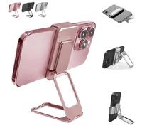 New Upgraded Back Clip Type 360 Folding Bracket, Metal Double Ring Square Phone Holder, Back Clip Foldable Phone Holder, 3-Stage Designs, Built-in Magnetic Plate, for Phones (Pink)