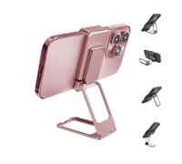 New Upgraded Back Clip Type 360° Folding Bracket, Travel Cell Phone Stand, Multi-Angle Foldable Phone Stand for Desk, with All Types Smartphones, Stable Metal Base and Durable Build (Rose Gold)
